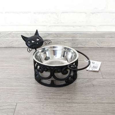 Wholesale Cute Cat Pet Feeding Bowl Metal Holder Metal Pet Bowl