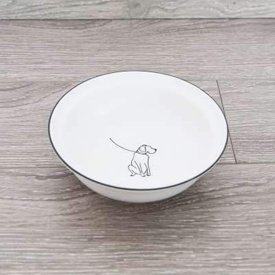 Whole Sale Pet Feeding Bowl 2 Sizes White Ceramic Pet Bowl