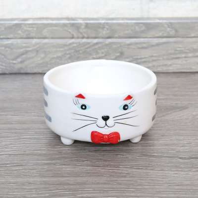 Luxury Cute Pet Feeding Bowl Cat Pictured Ceramic Pet Bowl