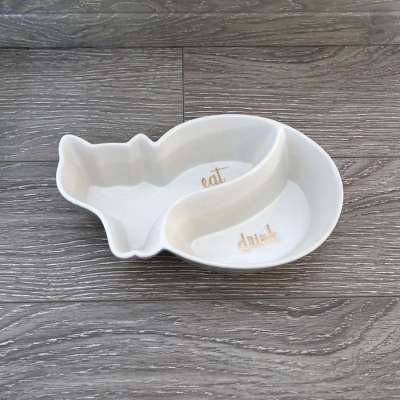 Cat Shaped Pet Feeding Bowl Drink and Eat Ceramic Pet Bowl