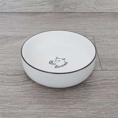 Pet Feeding Bowl Dog Head Pictured White Ceramic Pet Bowl