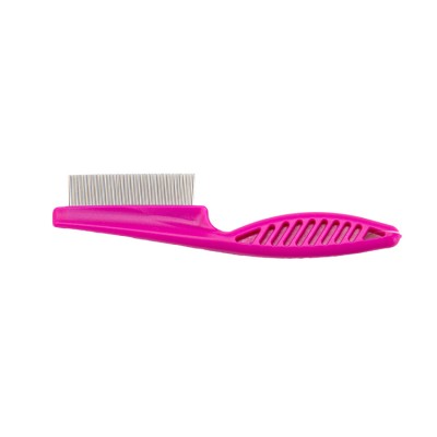 Pet Cleaning Grooming 7.12" Pink Handle Stainless Flea Comb